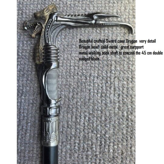 Dragon Head Sword Cane Walking Stick (Bronze)